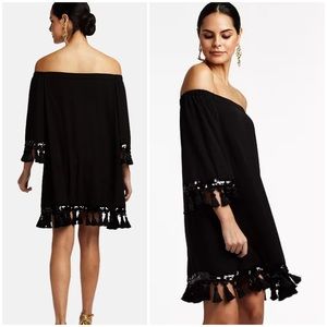 {Mestiza} Black Cha Cha Sequin Tassel Dress, Size S